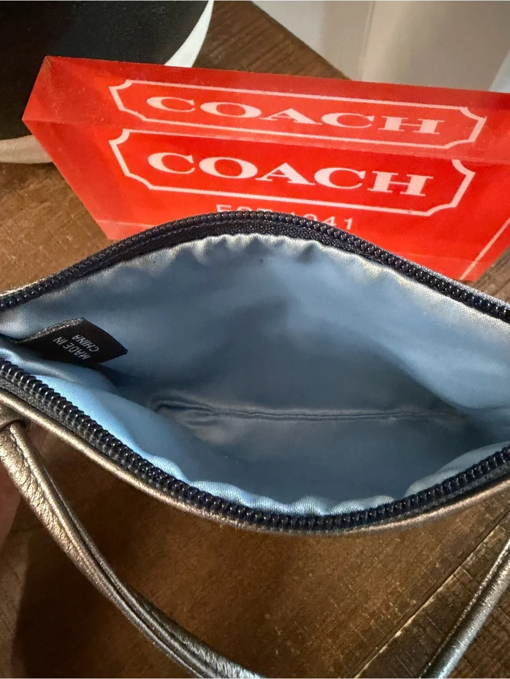 Coach Glam Denim Poppy Tote & Wristlet